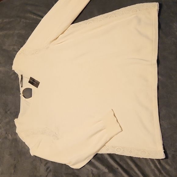 The Limited | Lace Trim Lightweight Sweater Top - Picture 3 of 4